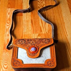 American Darling Hand Tooled Cowhide Leather Purse
